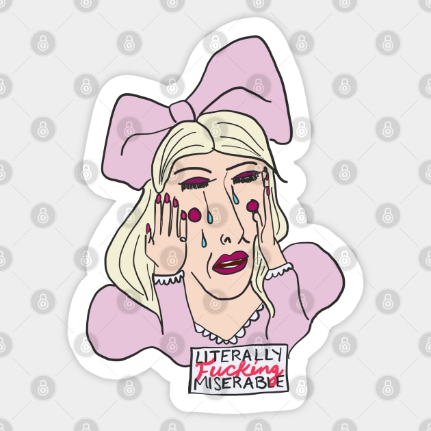 Tinsley is Literally Miserable Sticker by thecompassrose